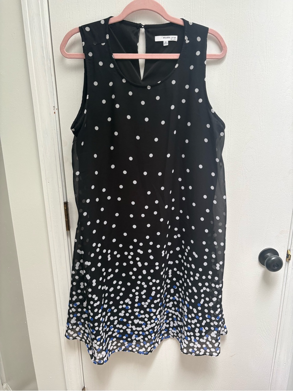 Studio One Black and White Polka Dot Sleeveless Mini Dress